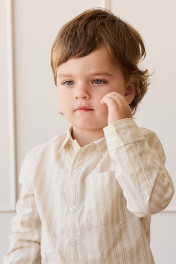 Organic Cotton Isaiah Shirt - Variegated Stripe Foam Childrens Shirt from Jamie Kay USA