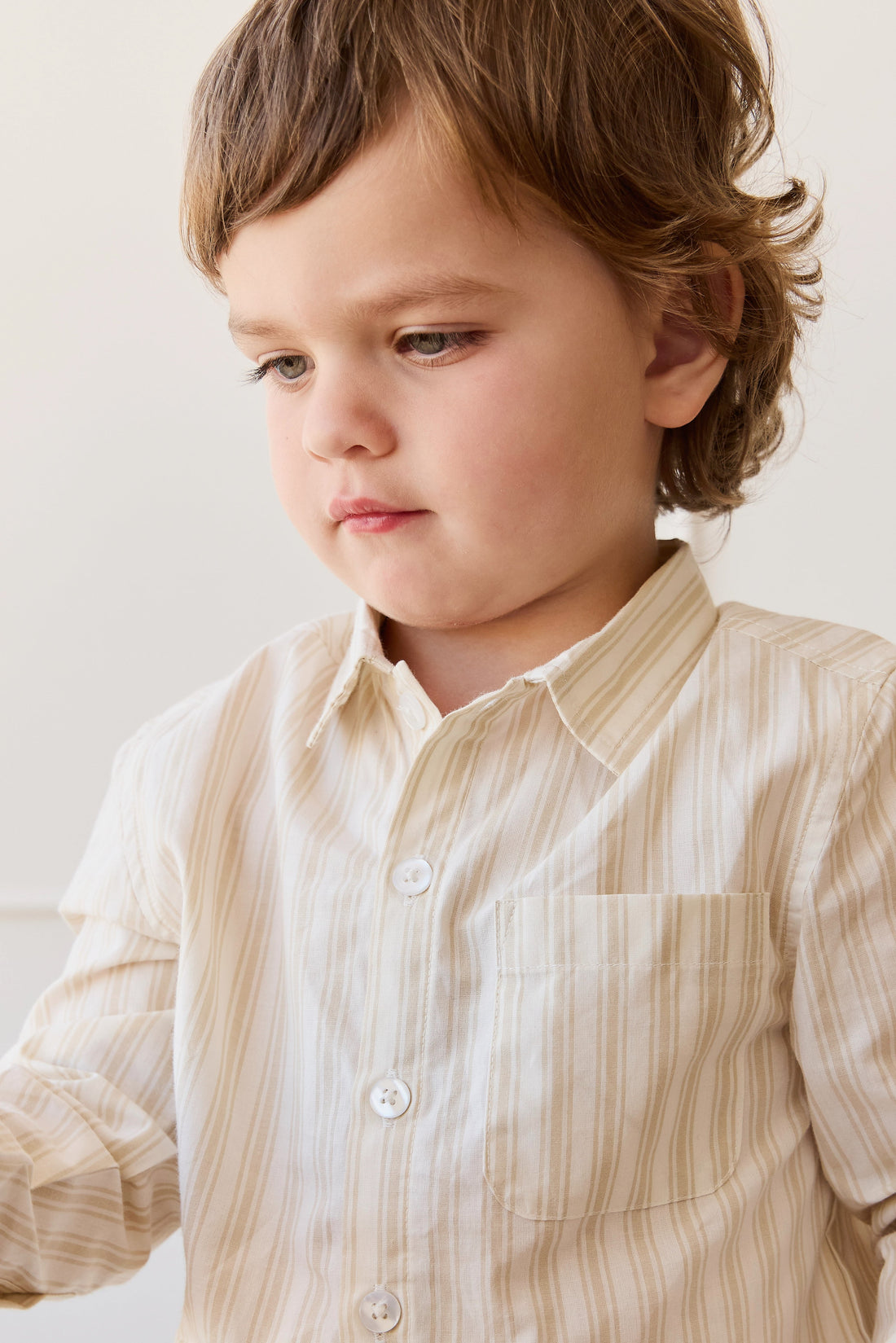 Organic Cotton Isaiah Shirt - Variegated Stripe Foam Childrens Shirt from Jamie Kay USA