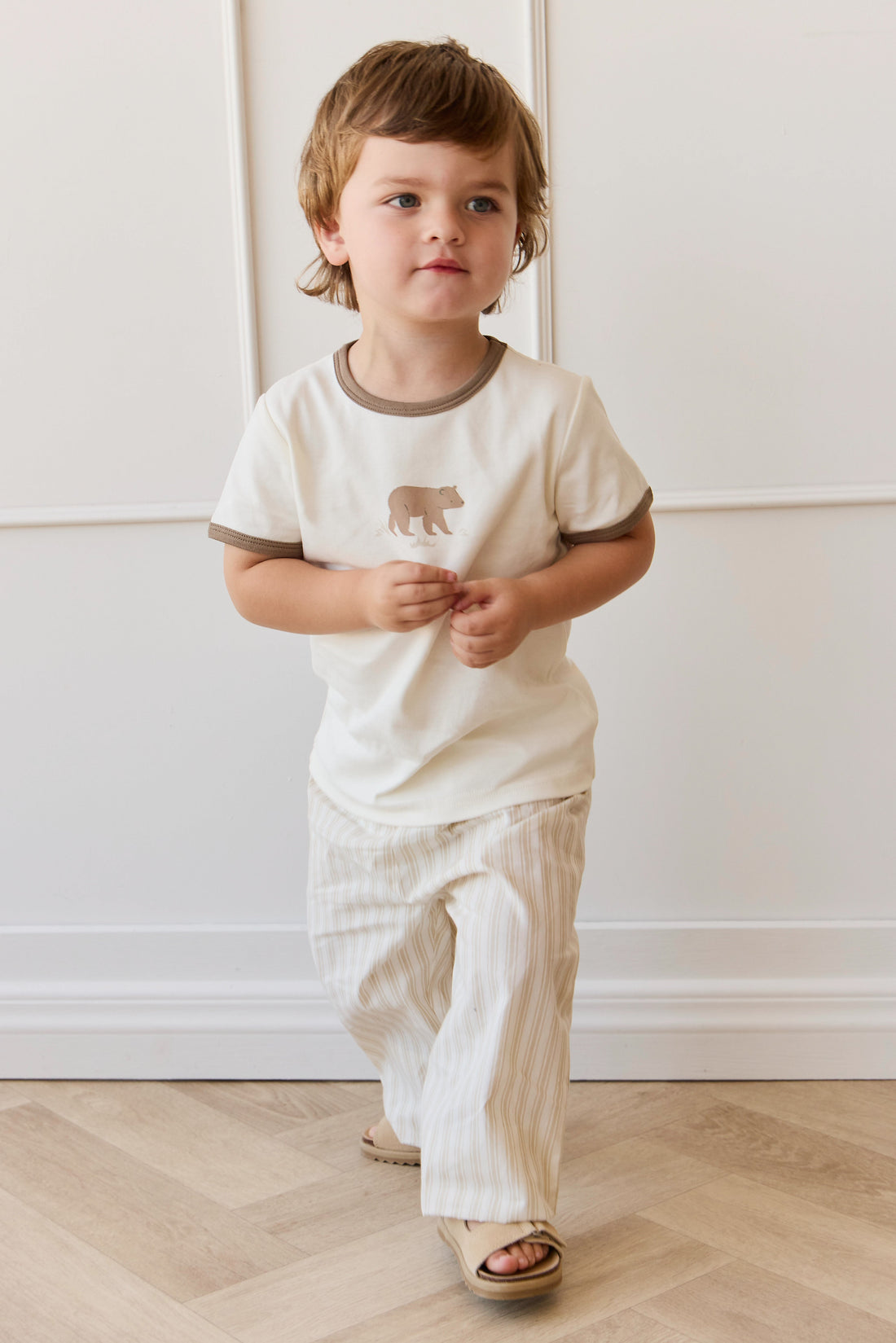 Organic Cotton Kingston Pant - Variegated Stripe Foam Childrens Pant from Jamie Kay USA