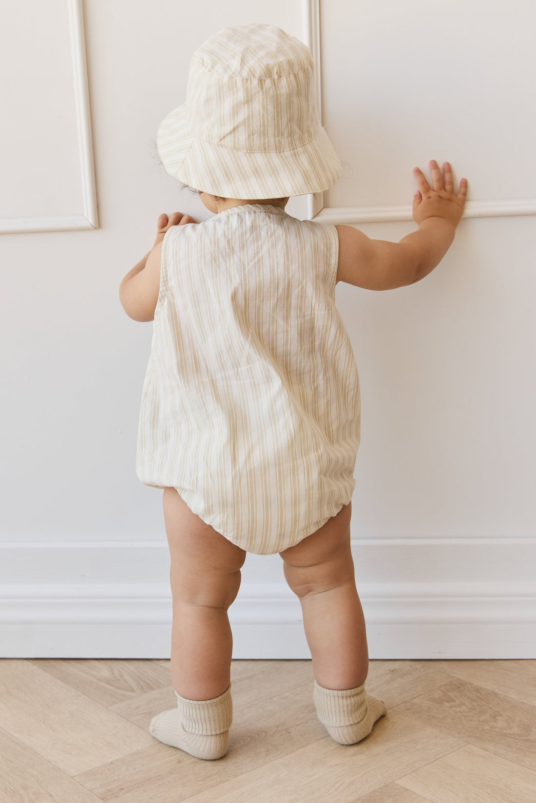 Organic Cotton Archie Playsuit - Variegated Stripe Foam Childrens Playsuit from Jamie Kay USA