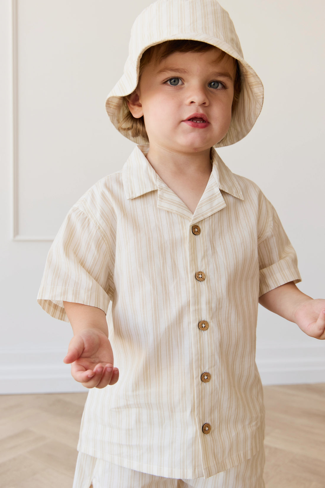 Organic Cotton Silas Shirt - Variegated Stripe Foam Childrens Shirt from Jamie Kay USA