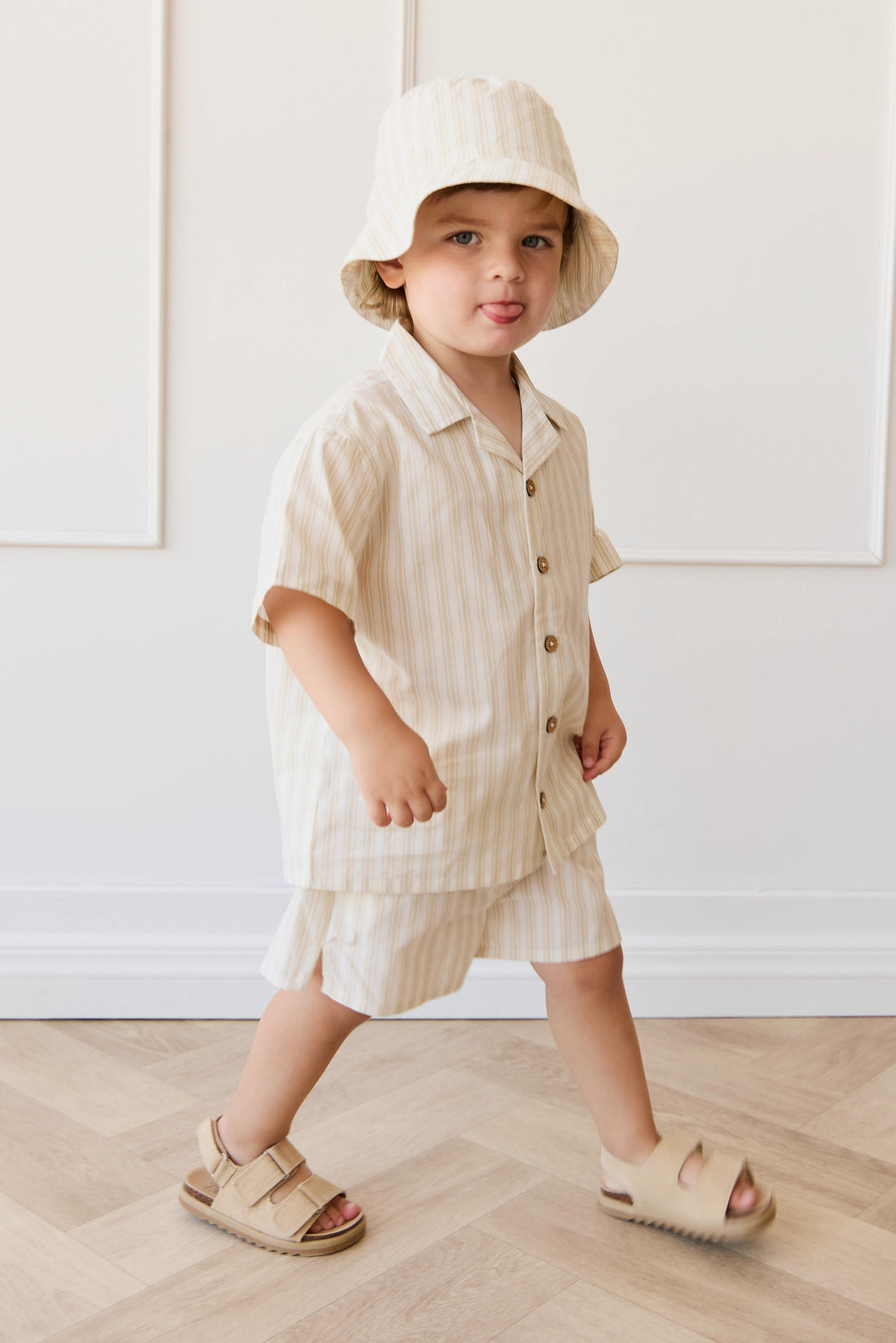 Organic Cotton Silas Shirt - Variegated Stripe Foam Childrens Shirt from Jamie Kay USA