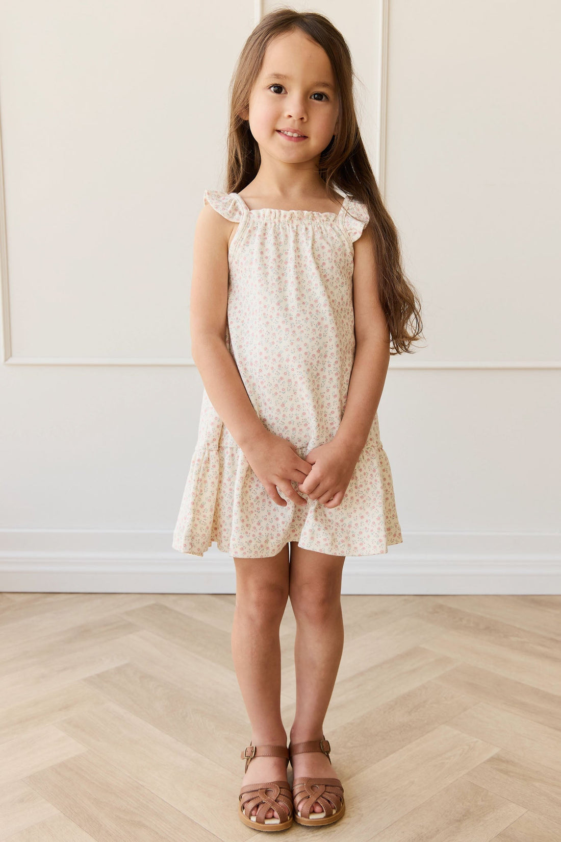 Organic Cotton Nelly Dress - Posy Garden Pink Childrens Dress from Jamie Kay USA