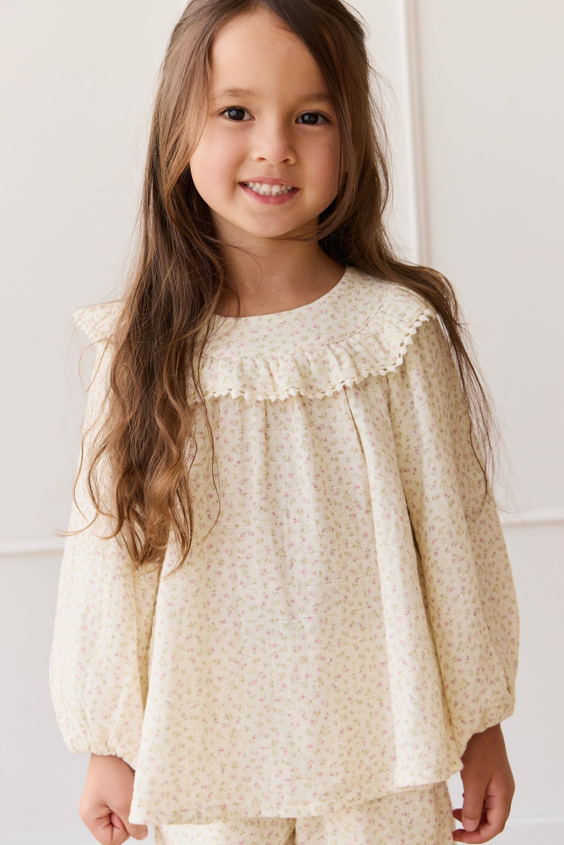 Organic Cotton Muslin Cleo Blouse - Pippa Pink Childrens Top from Jamie Kay USA