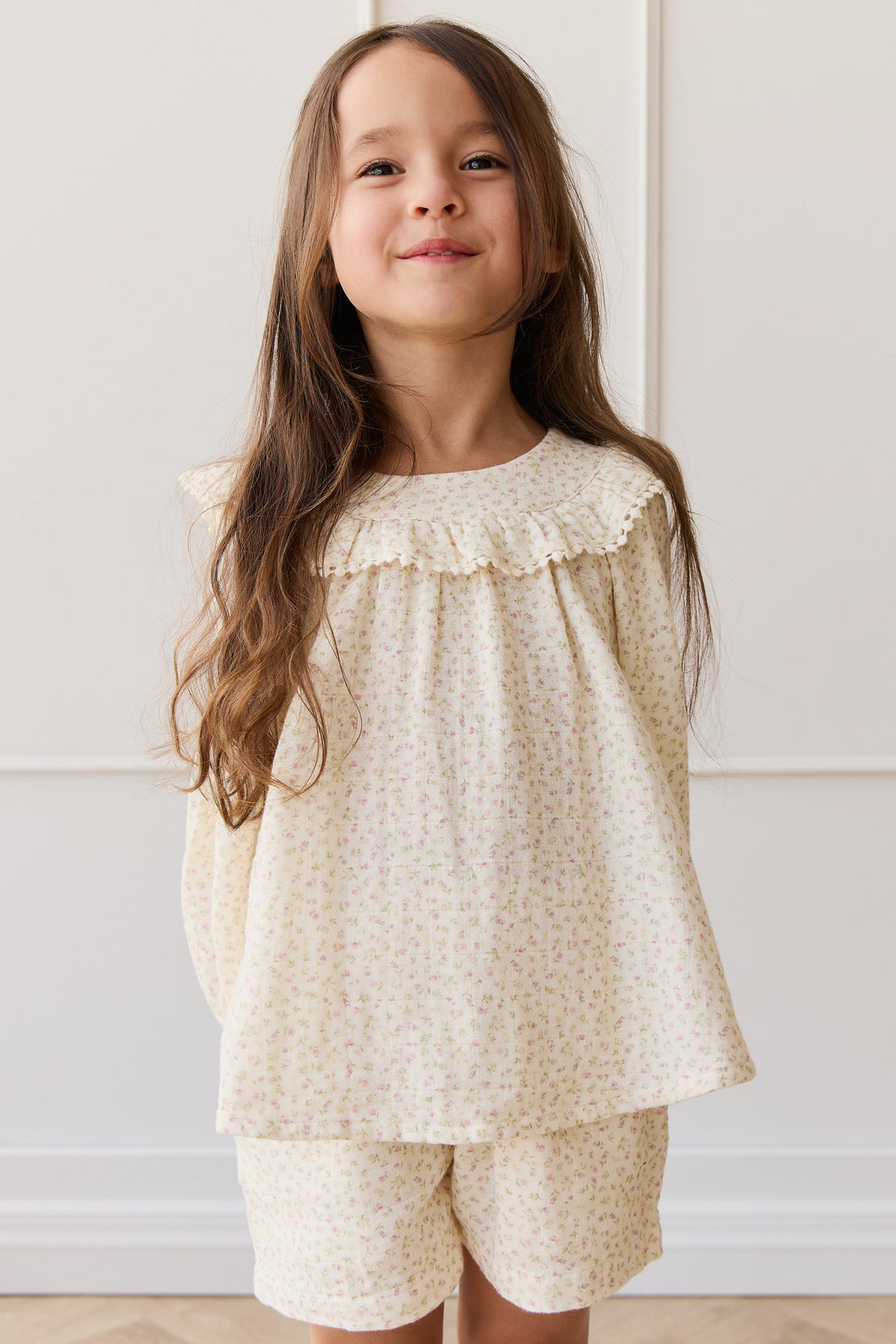 Organic Cotton Muslin Cleo Blouse - Pippa Pink Childrens Top from Jamie Kay USA