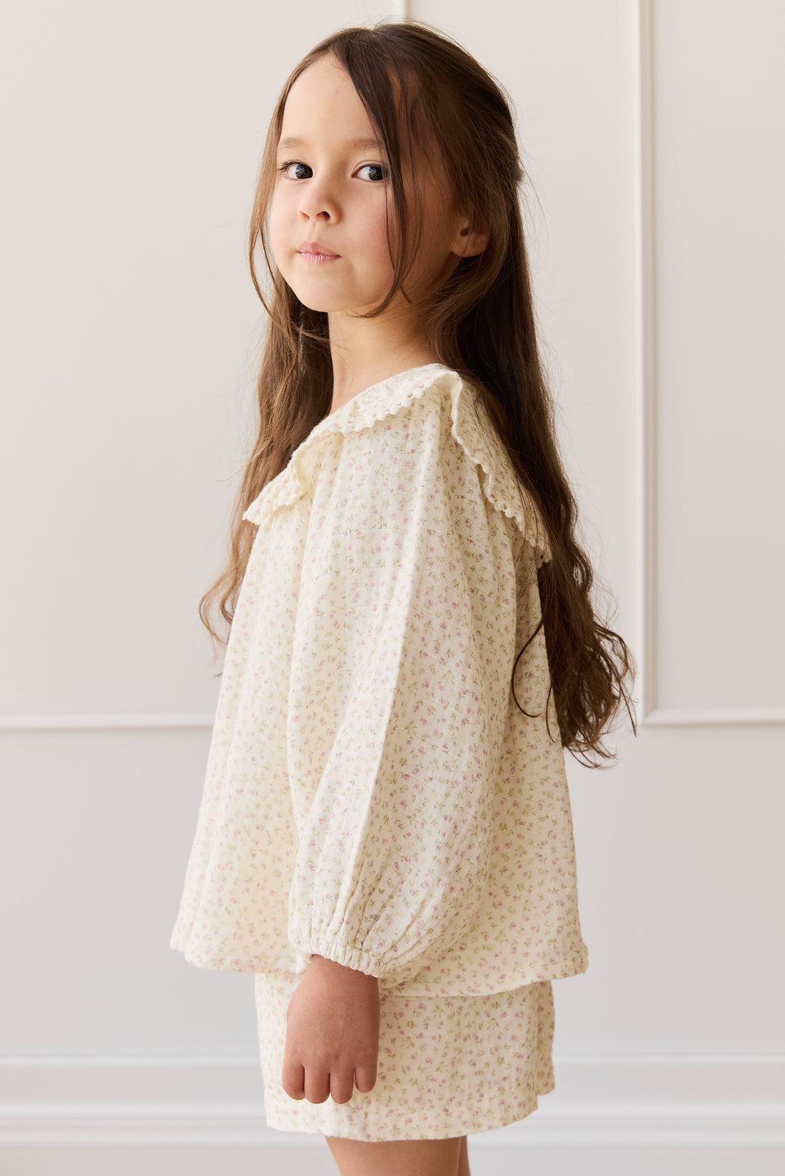 Organic Cotton Muslin Cleo Blouse - Pippa Pink Childrens Top from Jamie Kay USA
