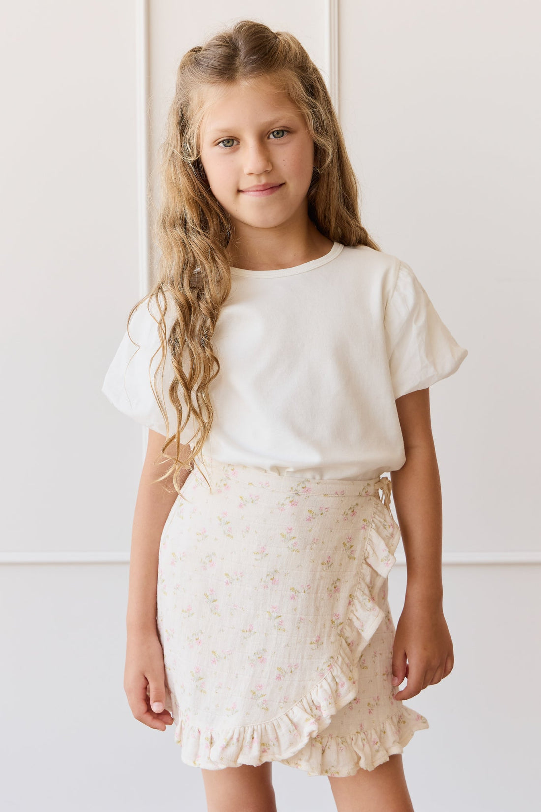 Organic Cotton Muslin Celine Skirt - Emelia Pink Childrens Skirt from Jamie Kay USA