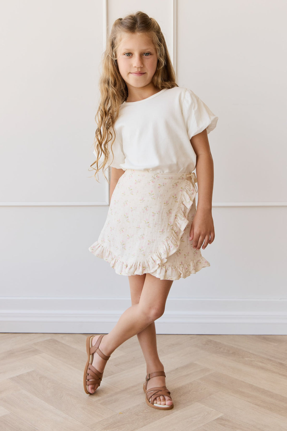 Organic Cotton Muslin Celine Skirt - Emelia Pink Childrens Skirt from Jamie Kay USA
