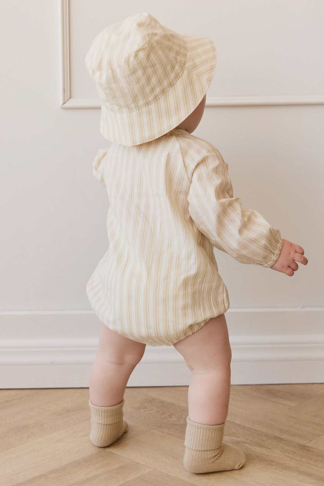 Organic Cotton Ellis Playsuit - Variegated Stripe Foam Childrens Playsuit from Jamie Kay USA