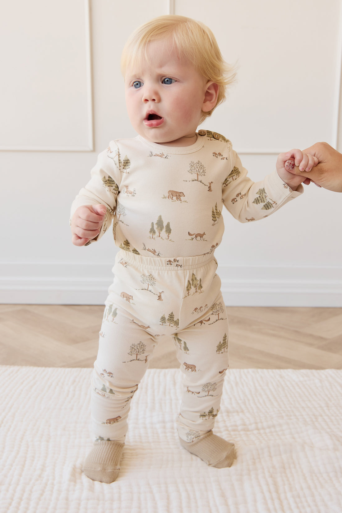 Organic Cotton Fernley Bodysuit - Pine Forest Friends Childrens Bodysuit from Jamie Kay USA