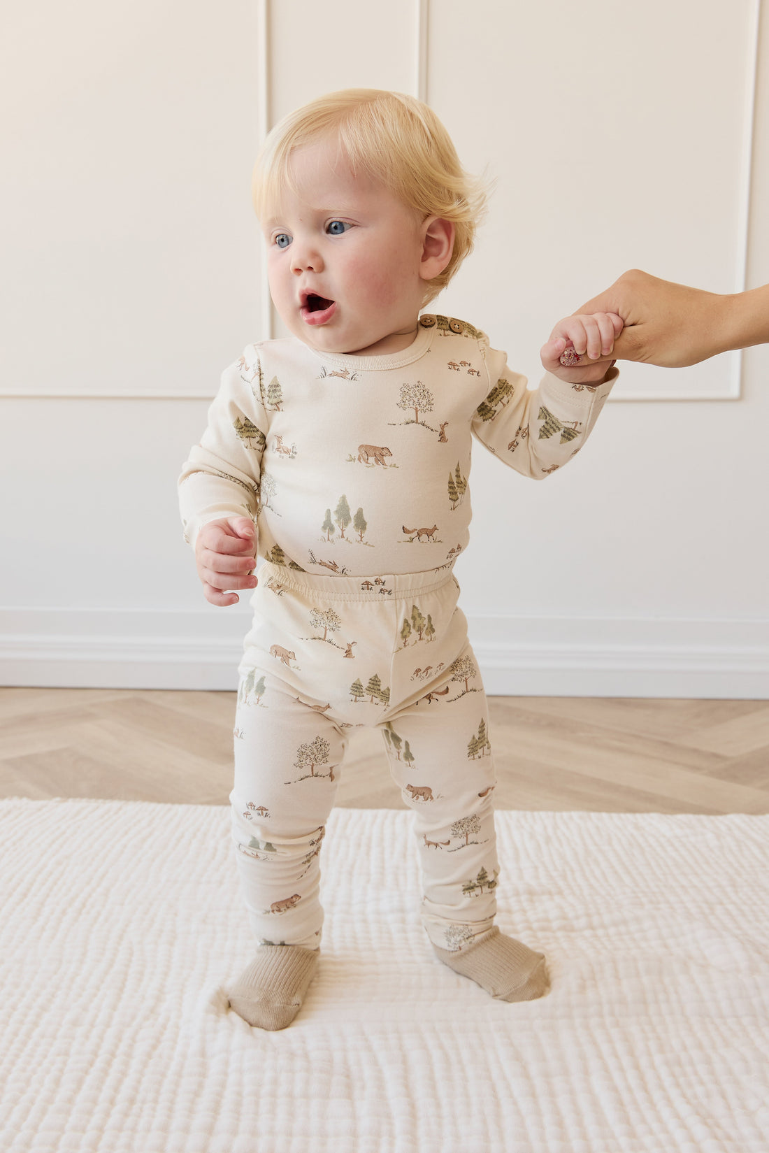 Organic Cotton Fernley Bodysuit - Pine Forest Friends Childrens Bodysuit from Jamie Kay USA