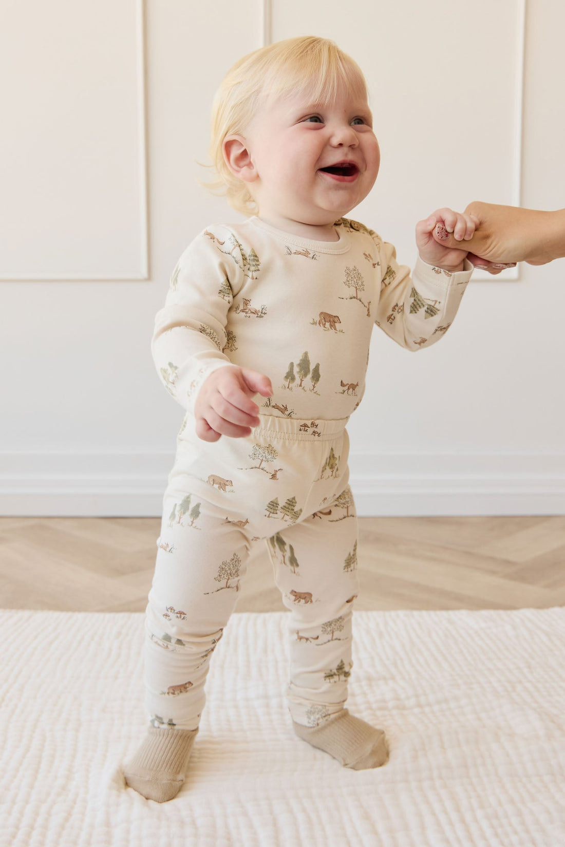 Organic Cotton Fernley Bodysuit - Pine Forest Friends Childrens Bodysuit from Jamie Kay USA