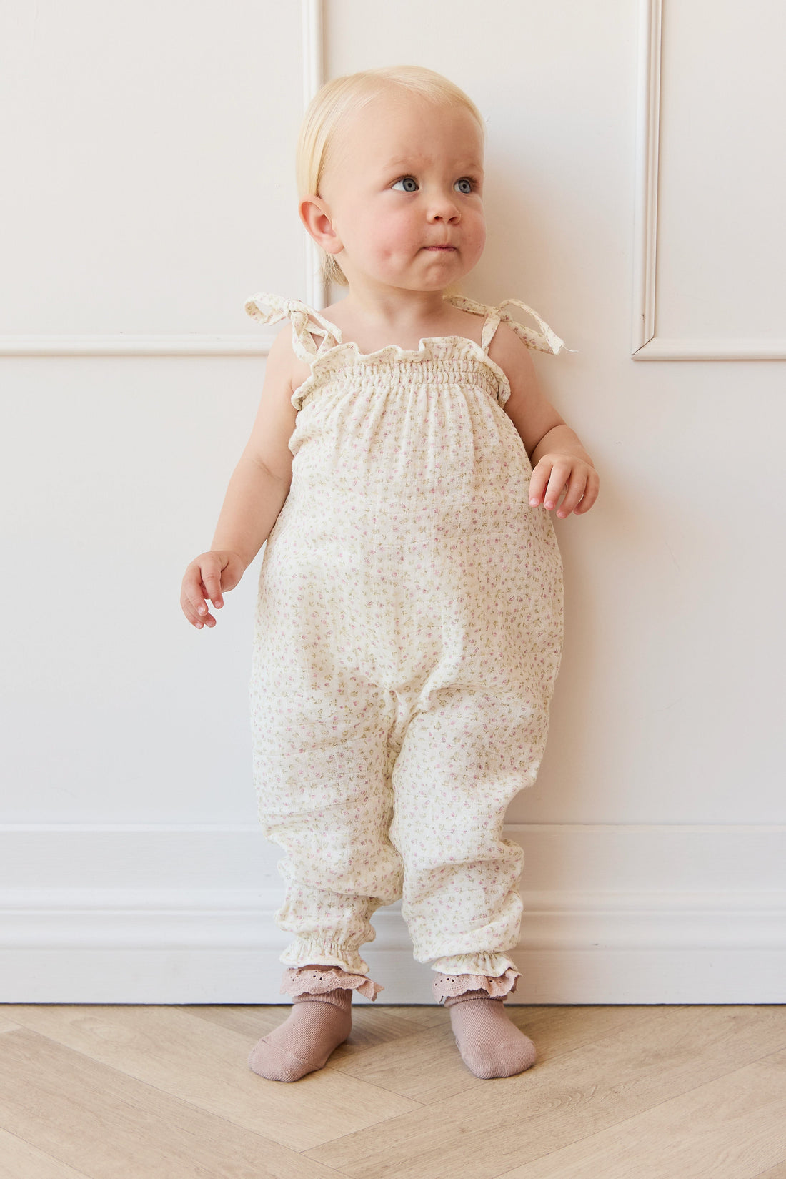 Organic Cotton Muslin Myla Jumpsuit - Pippa Pink Childrens Jumpsuit from Jamie Kay USA