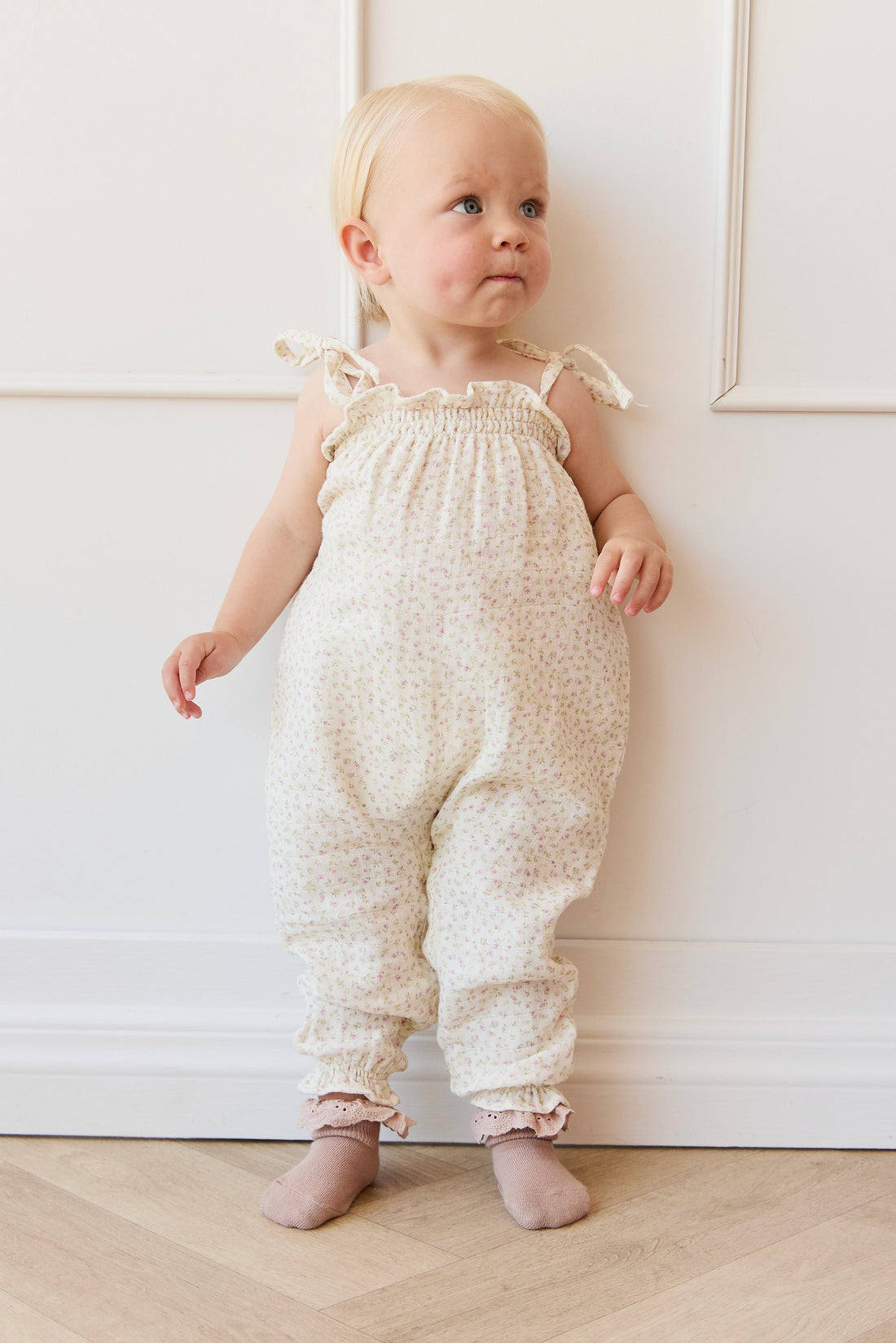 Organic Cotton Muslin Myla Jumpsuit - Pippa Pink Childrens Jumpsuit from Jamie Kay USA