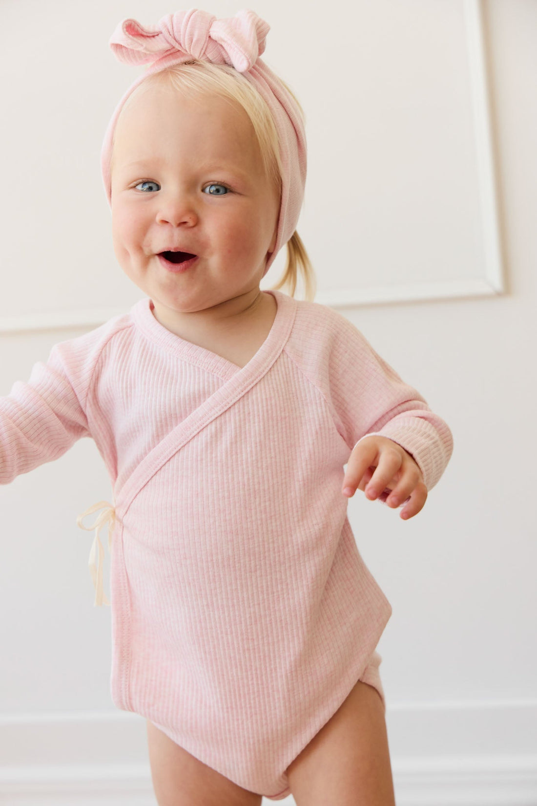 Organic Cotton Modal Marina Long Sleeve Bodysuit - Chalk Marle Childrens Bodysuit from Jamie Kay USA