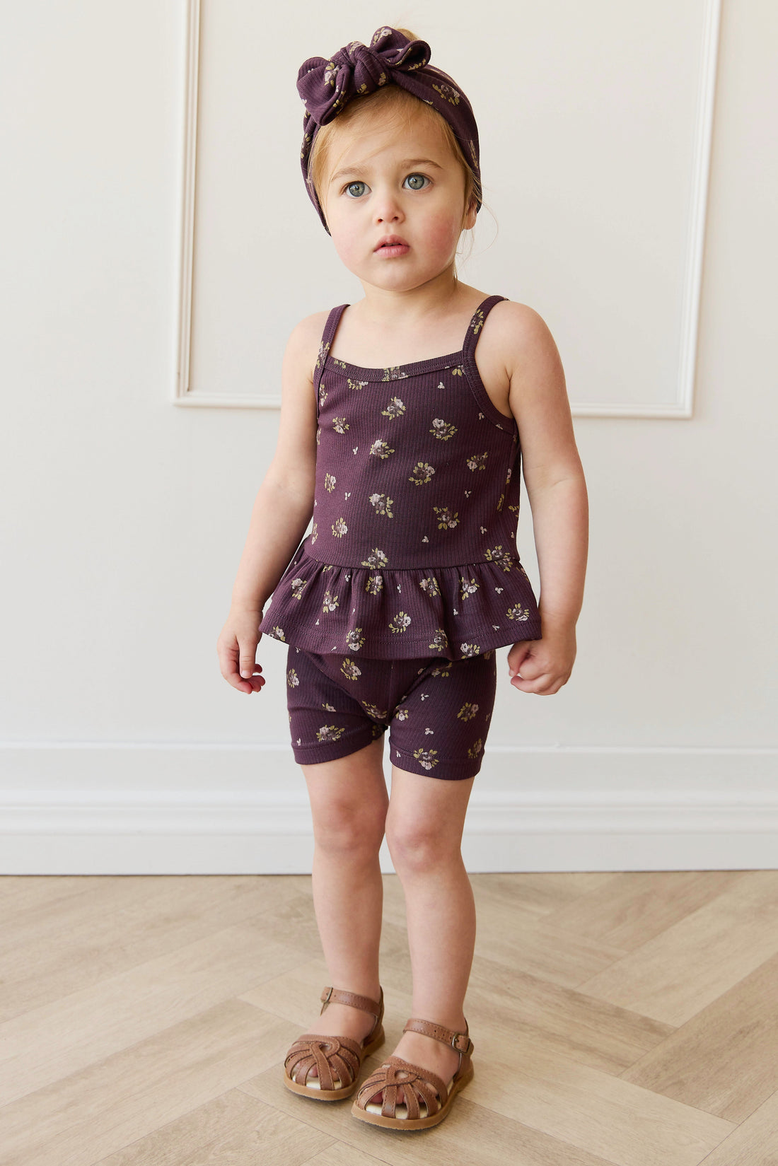 Organic Cotton Fine Rib Everyday Bike Short - Simone Huckleberry Childrens Short from Jamie Kay USA