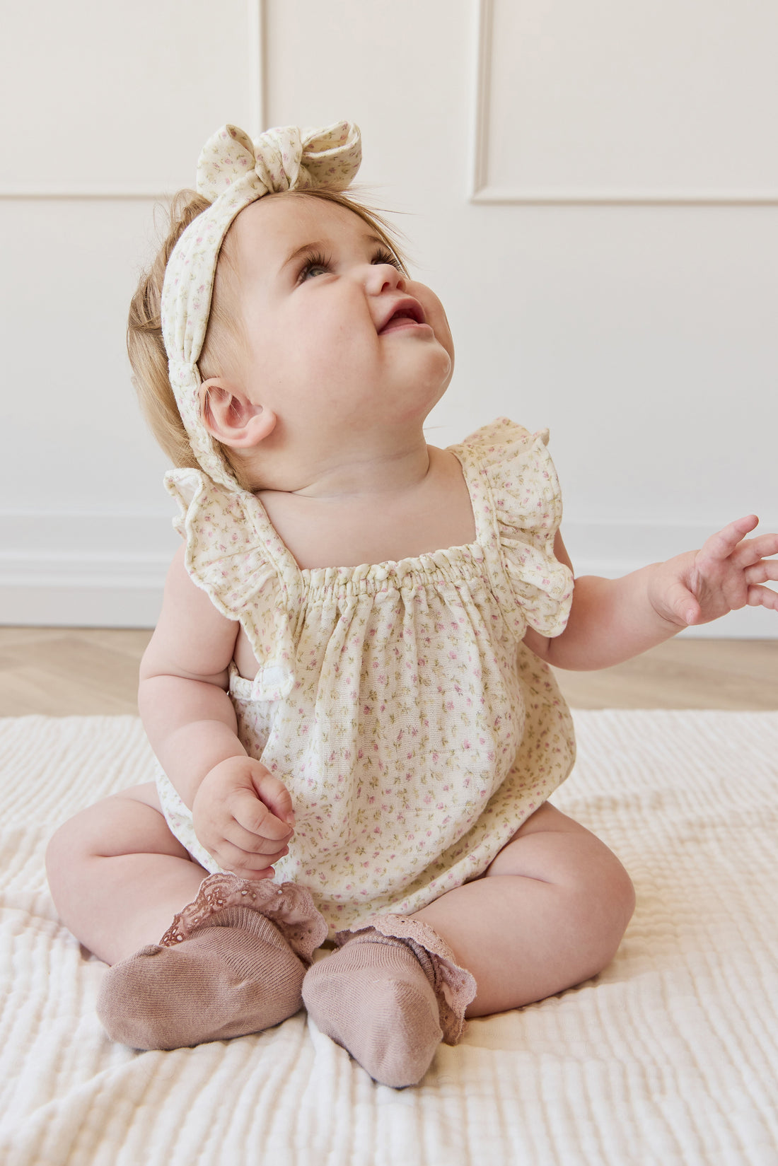 Organic Cotton Muslin Tiana Playsuit - Pippa Pink Childrens Playsuit from Jamie Kay USA