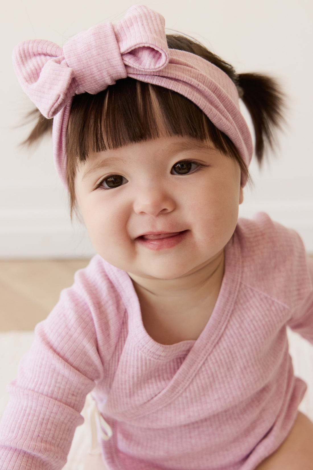 Organic Cotton Modal Marina Long Sleeve Bodysuit - Orchid Marle Childrens Bodysuit from Jamie Kay USA