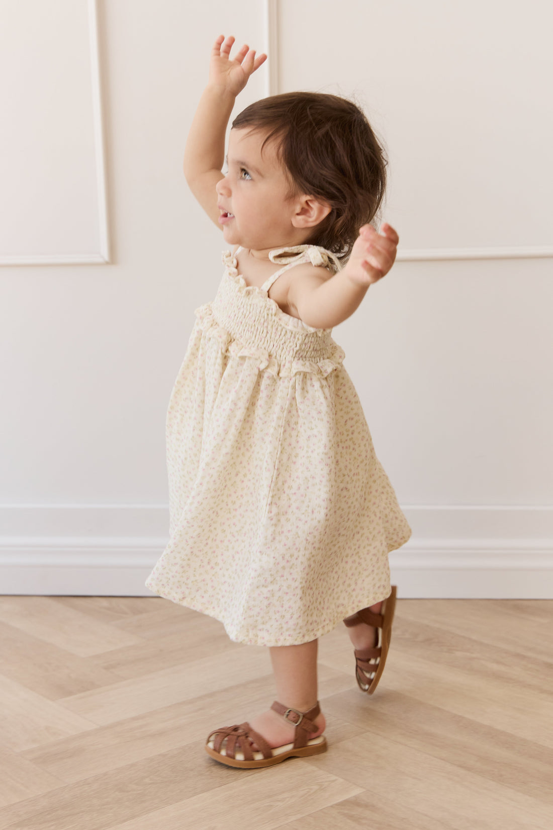 Organic Cotton Muslin Cleo Dress - Pippa Pink Childrens Dress from Jamie Kay USA