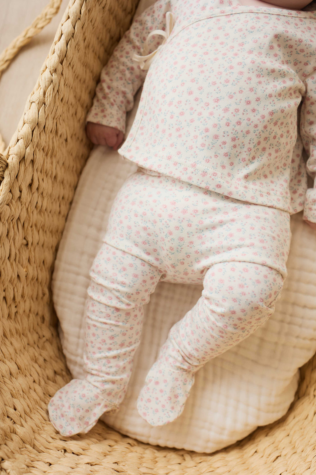 Organic Cotton Footed Pant - Posy Garden Pink Childrens Pant from Jamie Kay USA