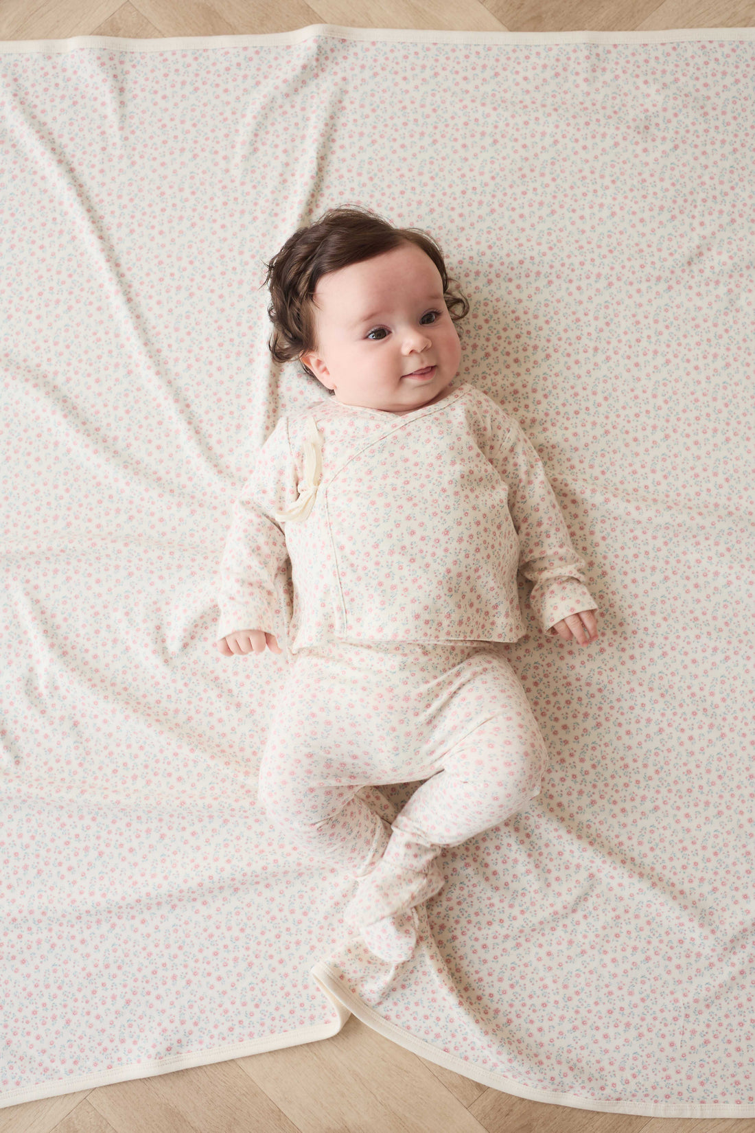 Organic Cotton Footed Pant - Posy Garden Pink Childrens Pant from Jamie Kay USA