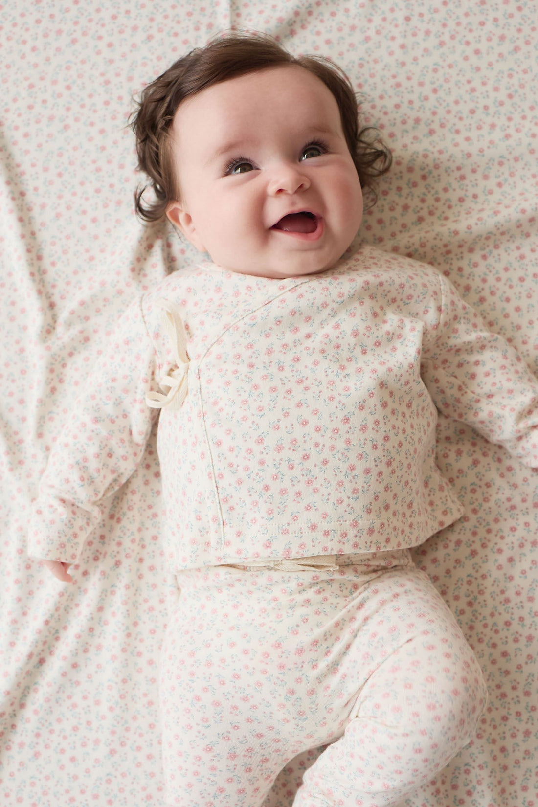 Organic Cotton Wrap Top - Posy Garden Pink Childrens Top from Jamie Kay USA