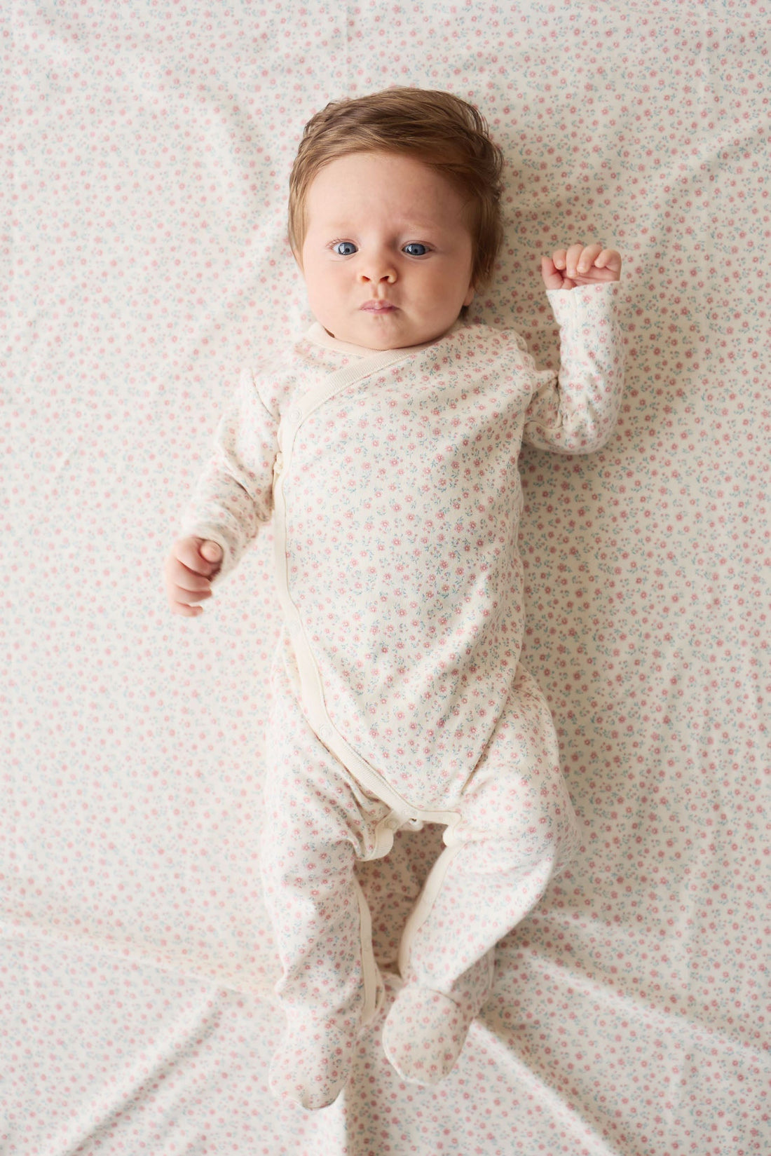 Organic Cotton Wrap Onepiece - Posy Garden Pink Childrens Onepiece from Jamie Kay USA