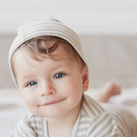 Organic Cotton Modal Lennon Beanie - Narrow Stripe Willow/Soft Clay Childrens Hat from Jamie Kay USA