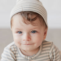 Organic Cotton Modal Lennon Beanie - Narrow Stripe Willow/Soft Clay Childrens Hat from Jamie Kay USA