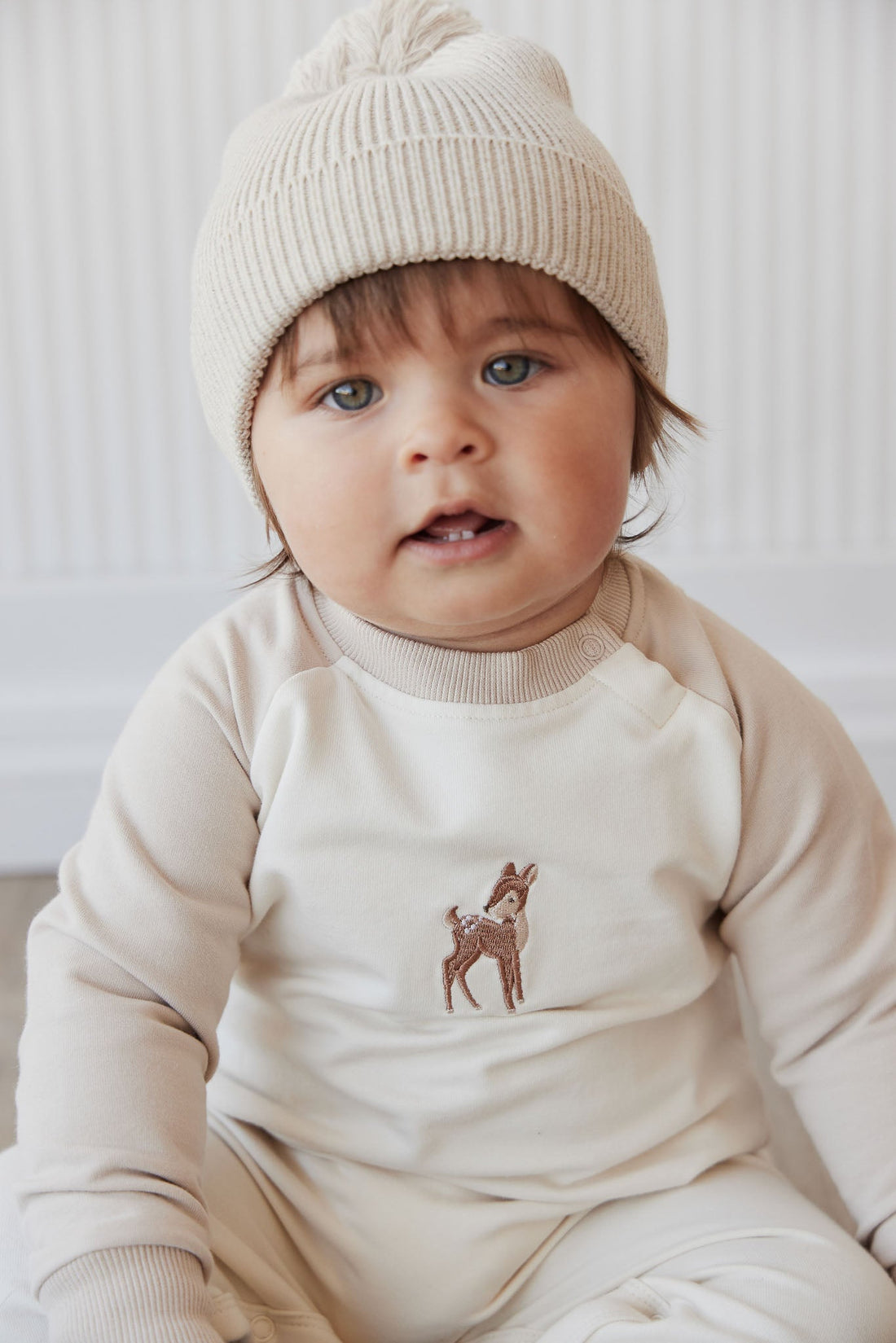 Organic Cotton Tao Sweatshirt Onepiece - Fable Deer Cloud Childrens Onepiece from Jamie Kay USA