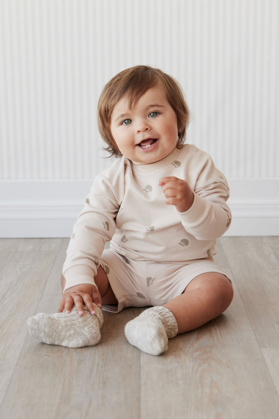 Organic Cotton Andy Short - Henry Hedgehog Birch Childrens Short from Jamie Kay USA