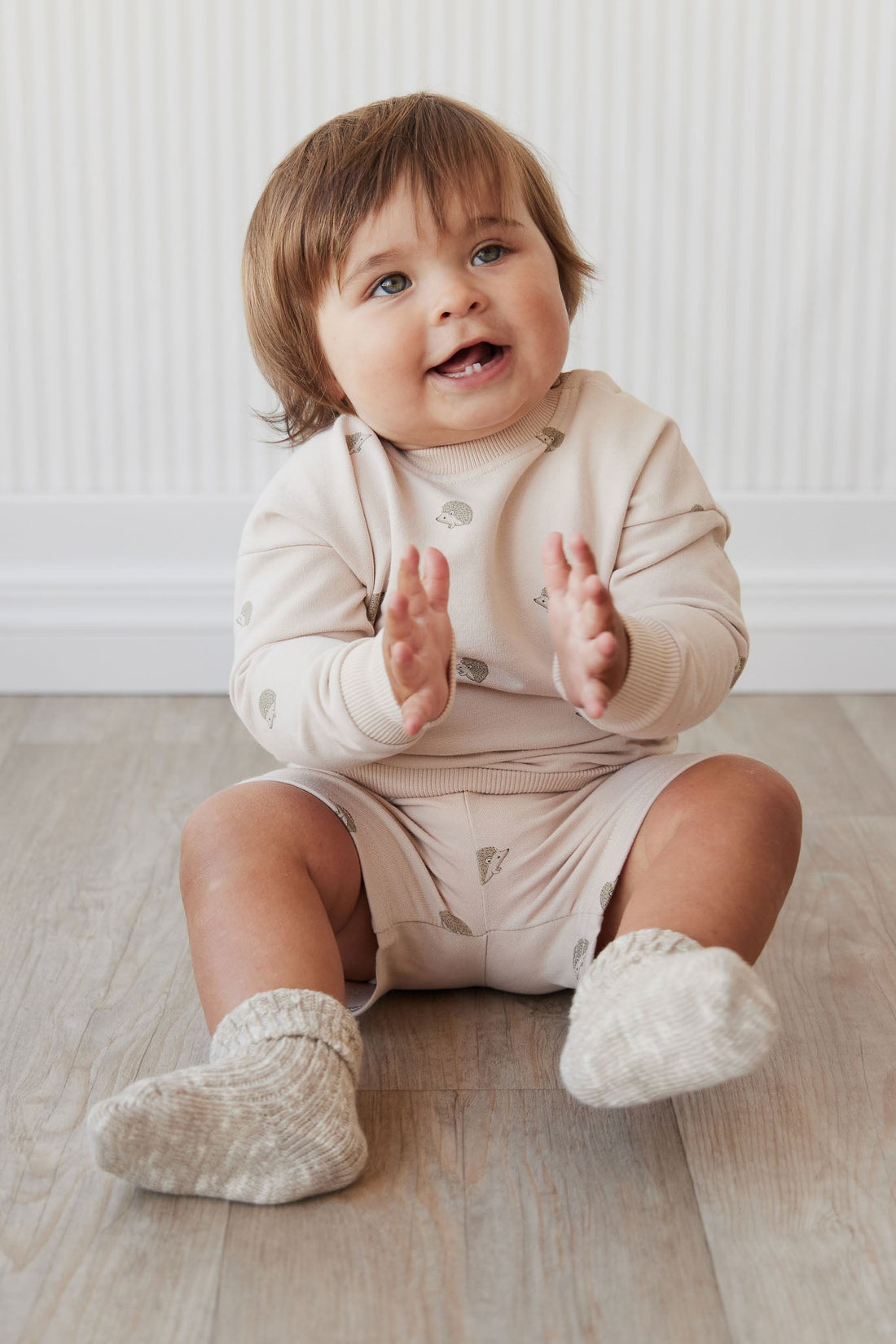 Organic Cotton Kit Sweatshirt - Henry Hedgehog Birch Childrens Top from Jamie Kay USA