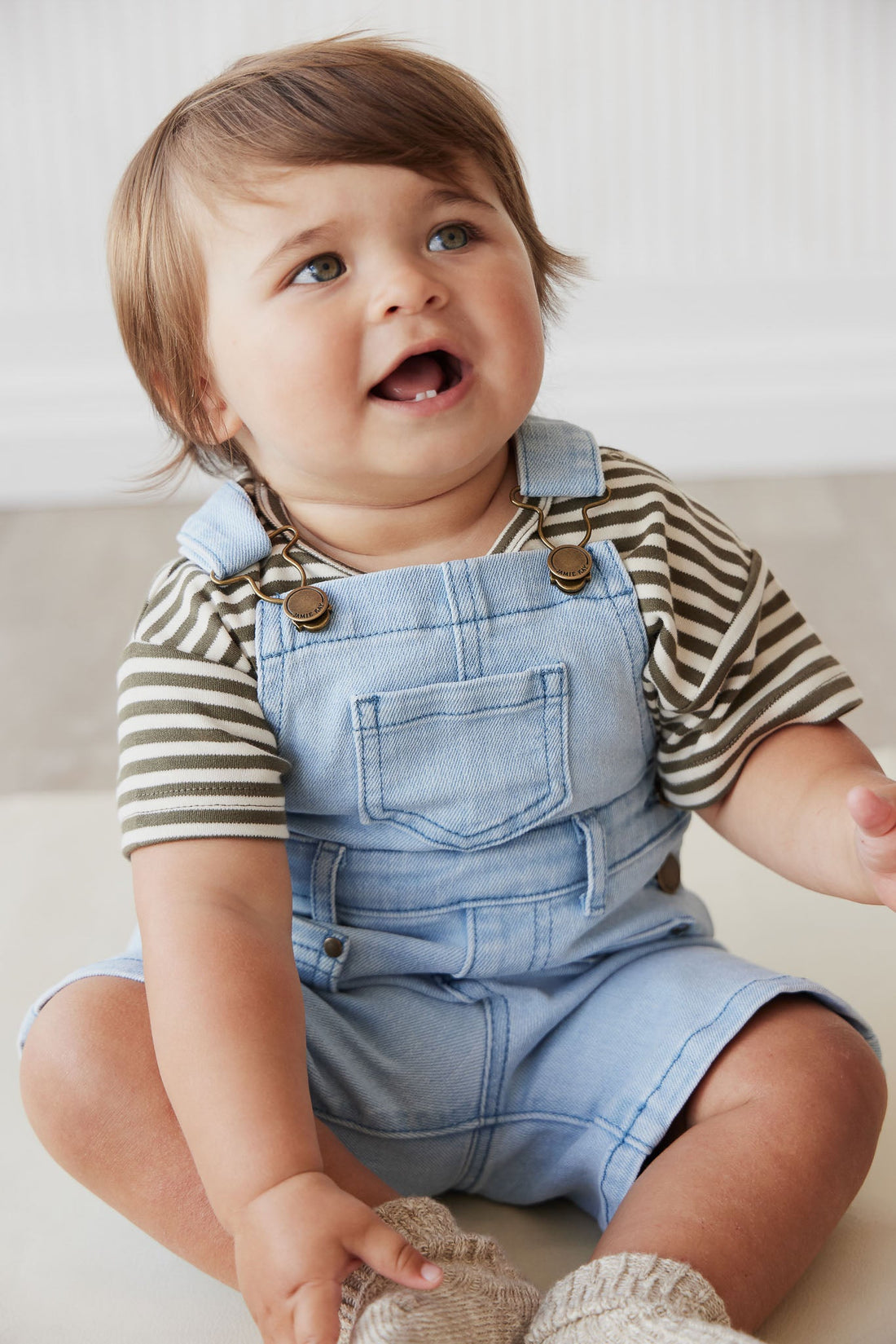 Chase Twill Short Overall - Washed Denim Childrens Overall from Jamie Kay USA