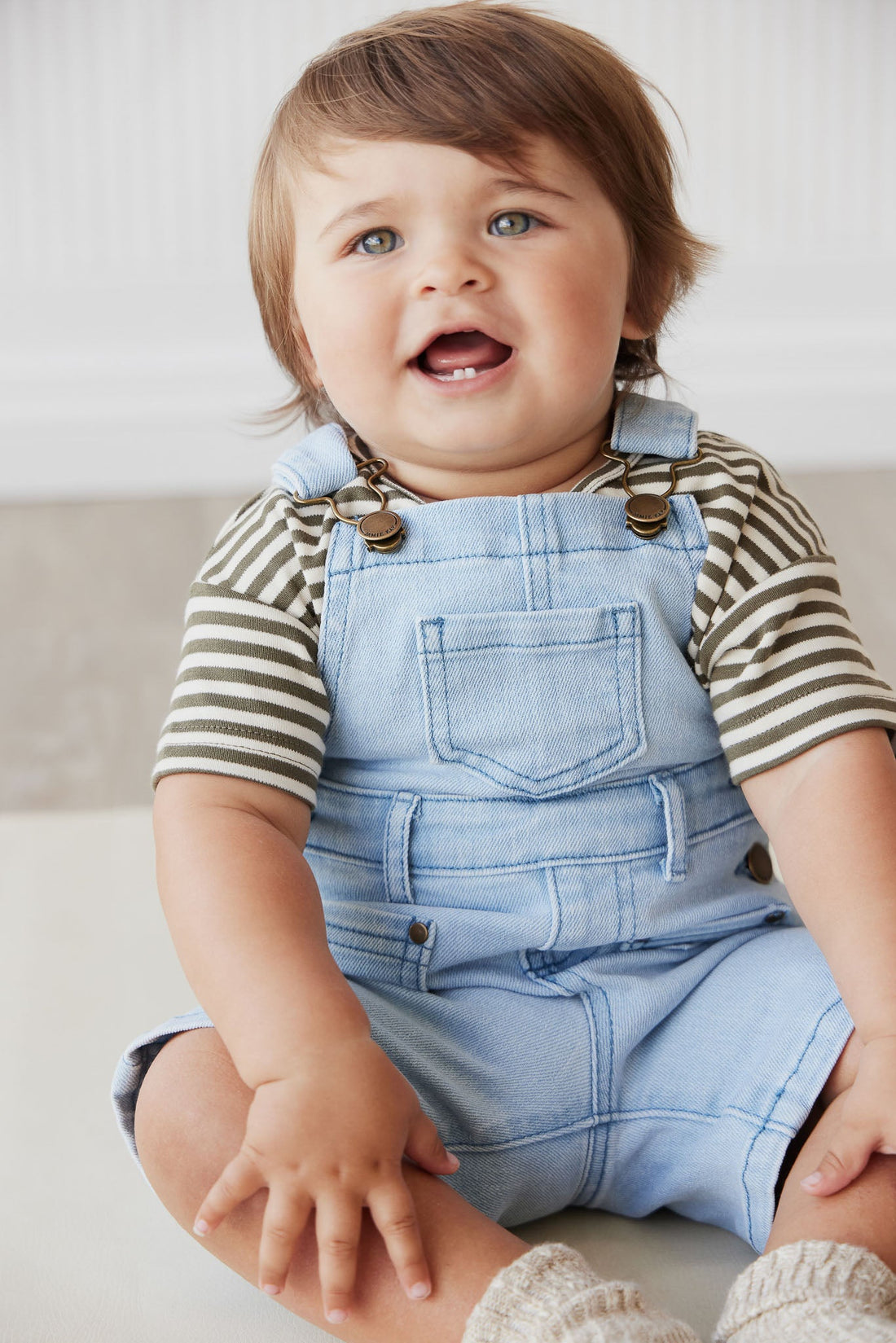 Chase Twill Short Overall - Washed Denim Childrens Overall from Jamie Kay USA