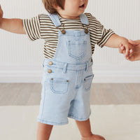 Pima Cotton Hunter Tee - Narrow Stripe Deep Olive/Soft Clay Childrens Top from Jamie Kay USA