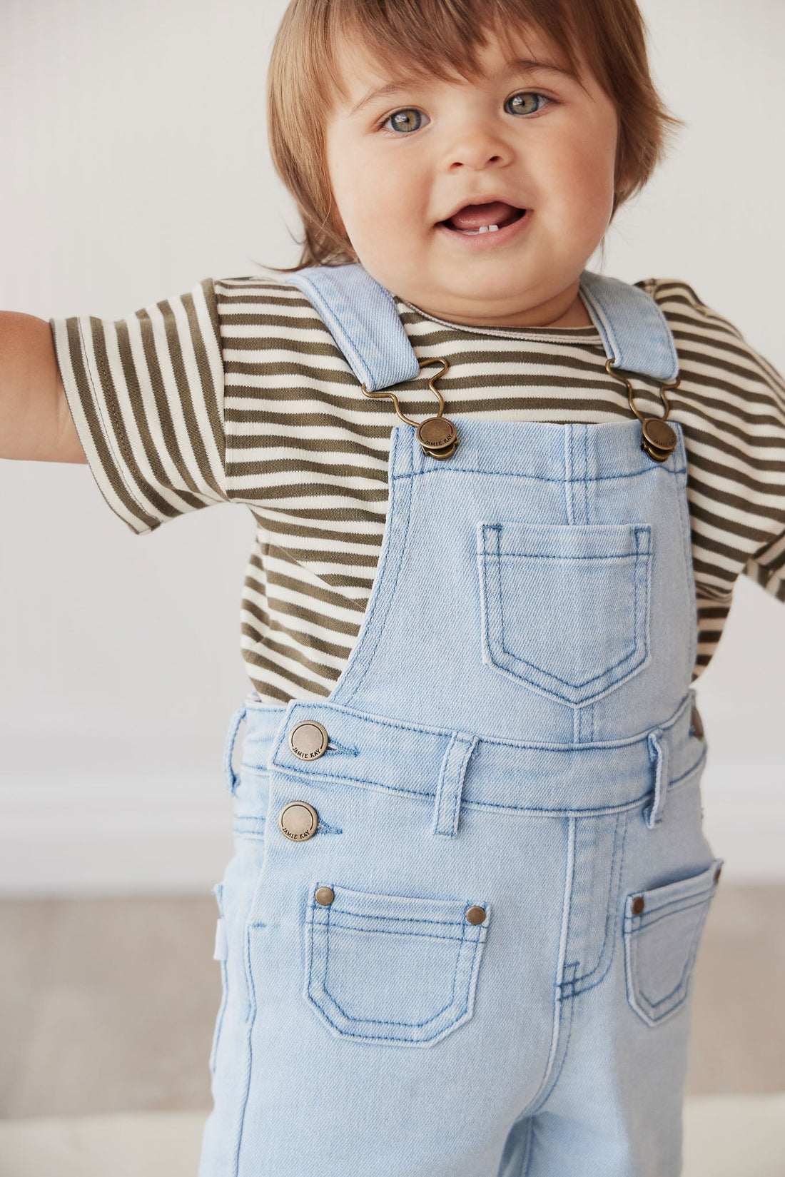 Chase Twill Short Overall - Washed Denim Childrens Overall from Jamie Kay USA