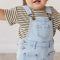 Pima Cotton Hunter Tee - Narrow Stripe Deep Olive/Soft Clay Childrens Top from Jamie Kay USA