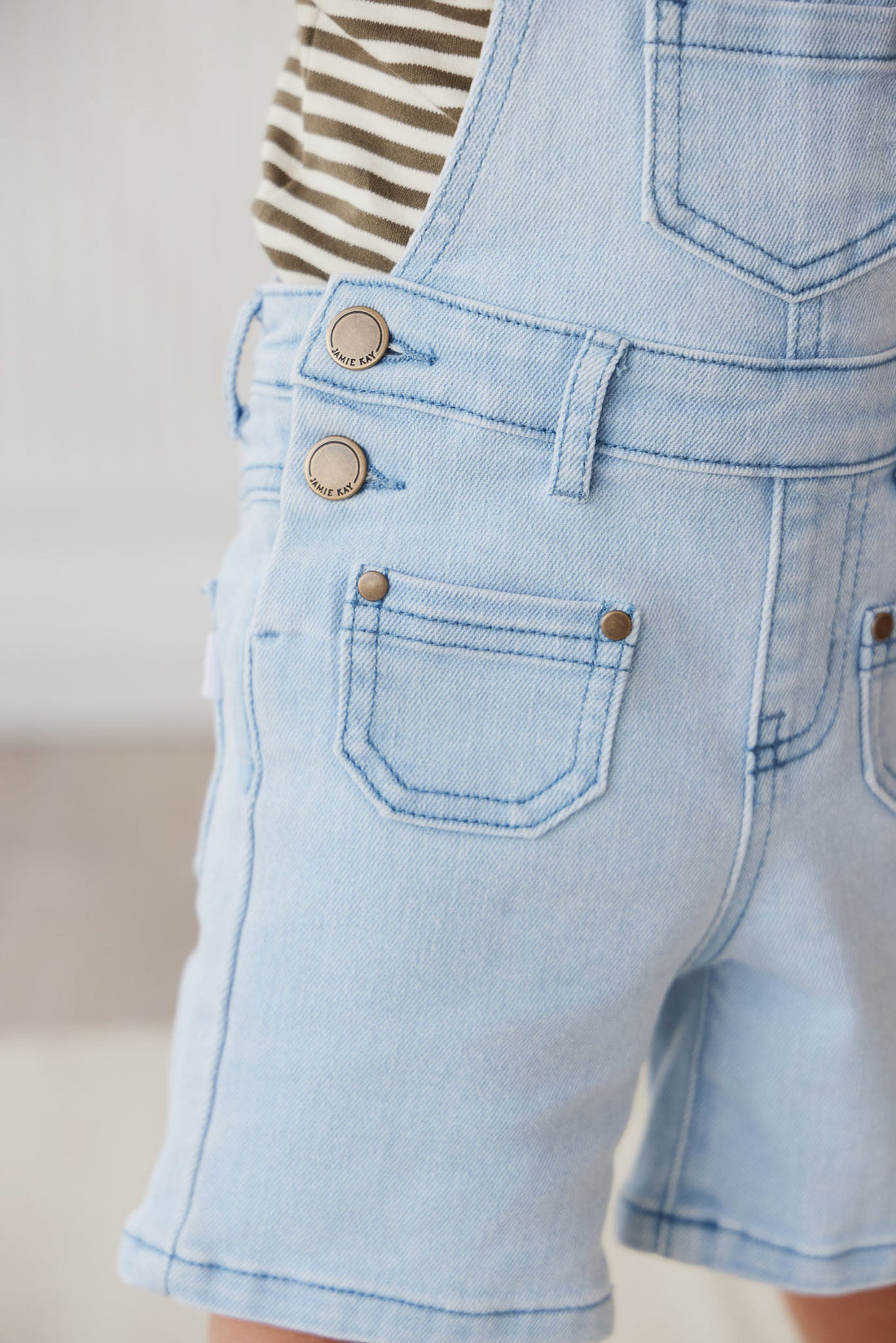 Chase Twill Short Overall - Washed Denim Childrens Overall from Jamie Kay USA