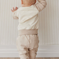 Organic Cotton Jalen Track Pant - Soft Sand Childrens Pant from Jamie Kay USA