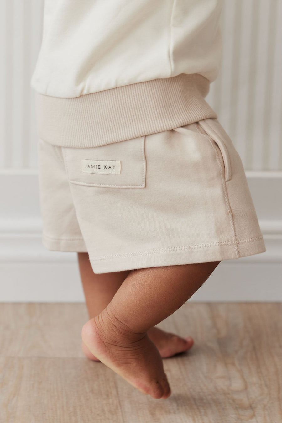 Organic Cotton Jalen Short - Soft Sand Childrens Short from Jamie Kay USA