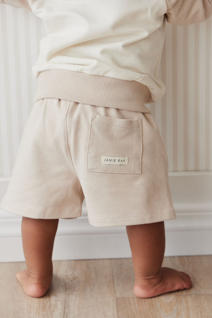 Organic Cotton Jalen Short - Soft Sand Childrens Short from Jamie Kay USA