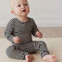 Organic Cotton Modal Everyday Legging - Narrow Stripe Constellation/Soft Clay Childrens Legging from Jamie Kay USA