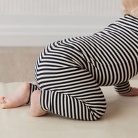 Organic Cotton Modal Everyday Legging - Narrow Stripe Constellation/Soft Clay Childrens Legging from Jamie Kay USA