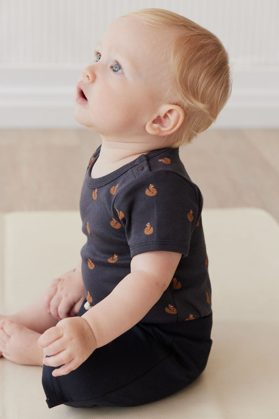 Organic Cotton Hudson Short Sleeve Bodysuit - Fox Cubs Constellation Childrens Bodysuit from Jamie Kay USA