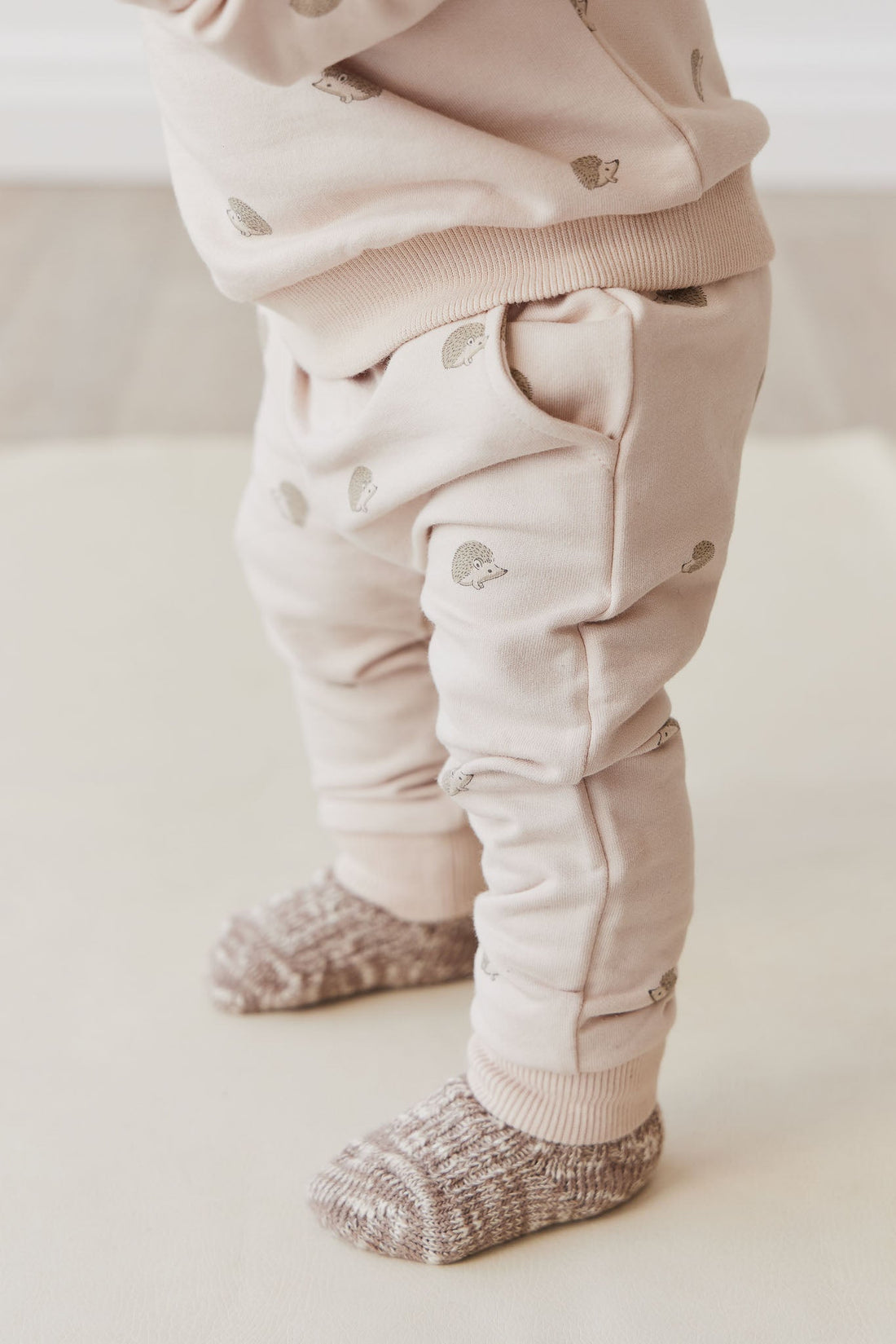 Organic Cotton Morgan Track Pant - Henry Hedgehog Birch Childrens Pant from Jamie Kay USA