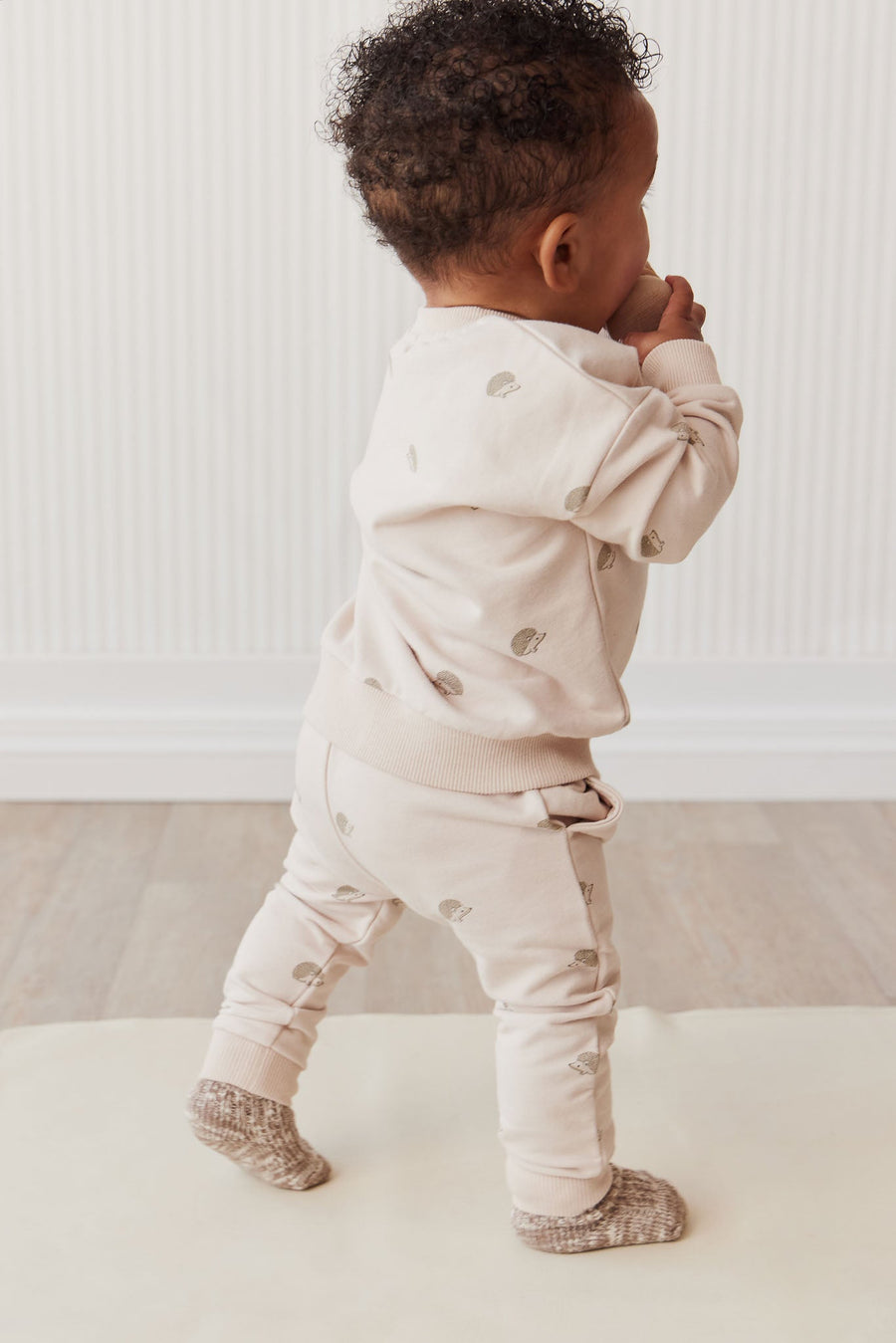 Organic Cotton Morgan Track Pant - Henry Hedgehog Birch Childrens Pant from Jamie Kay USA