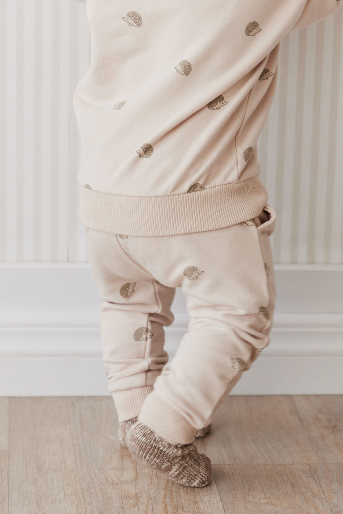 Organic Cotton Morgan Track Pant - Henry Hedgehog Birch Childrens Pant from Jamie Kay USA