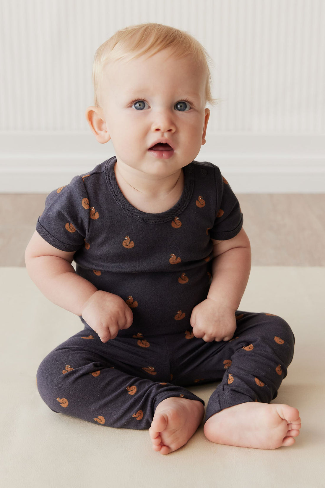 Organic Cotton Hudson Short Sleeve Bodysuit - Fox Cubs Constellation Childrens Bodysuit from Jamie Kay USA