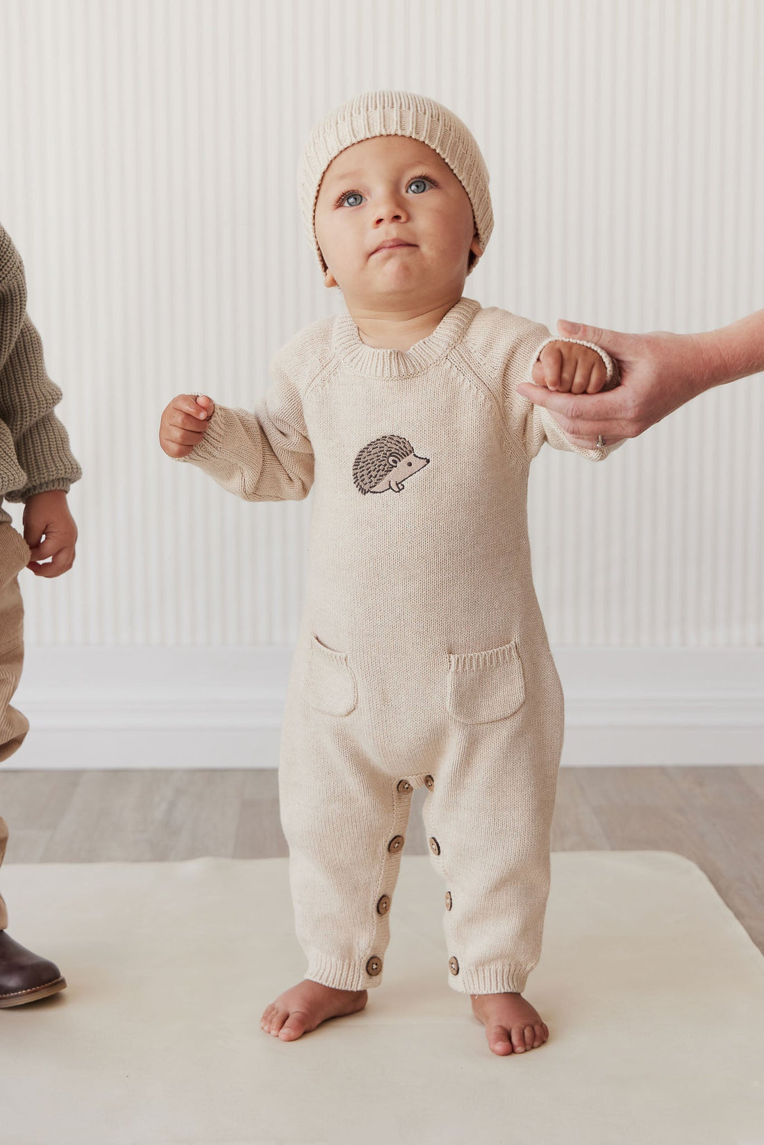 Theo Onepiece - Oatmeal Marle Hedgehog Childrens Onepiece from Jamie Kay USA