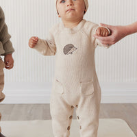 Theo Onepiece - Oatmeal Marle Hedgehog Childrens Onepiece from Jamie Kay USA